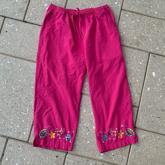 Jane Ashley Pants - Pink Sea-Life 🌊 Embellished Capris 🐚